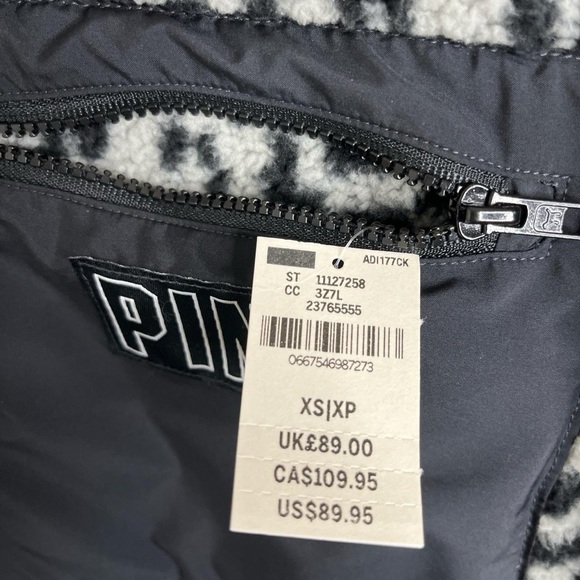 Brand New With Tag Victoria Secret Pink Gray Leopard reversible jacket. - Picture 3 of 3